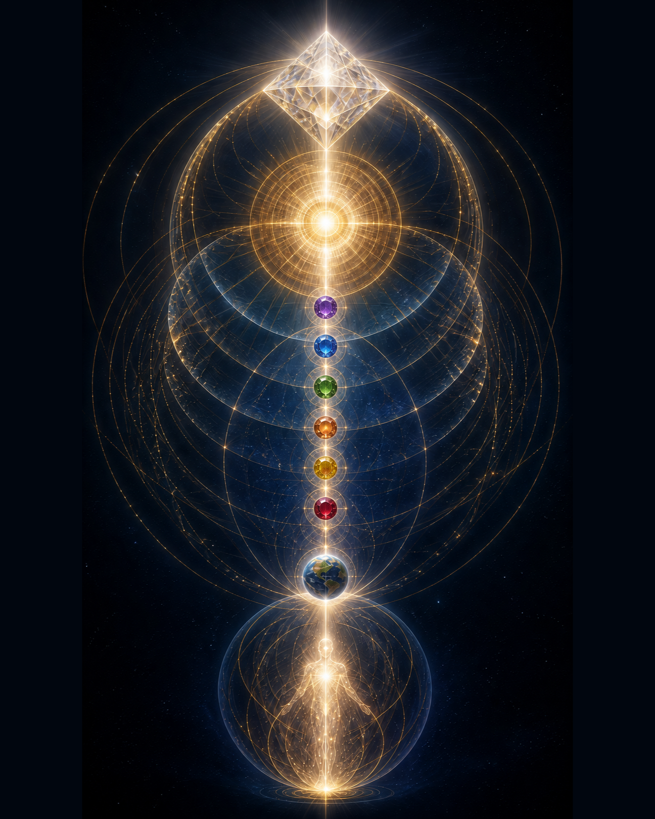 Christic cosmology with the canonical ascent from ruby through citrine, topaz, emerald, sapphire and amethyst to diamond