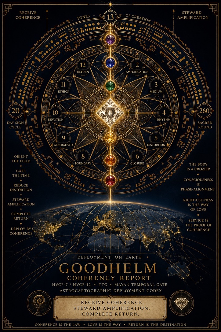 Goodhelm Coherency Report interface plate with a seven-gem central axis